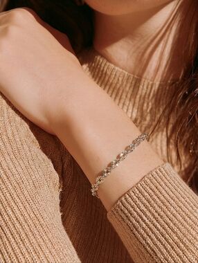 Silver Sunburst Sparkle Chain Bracelet 3mm Stainless Steel Cable Everyday Glow